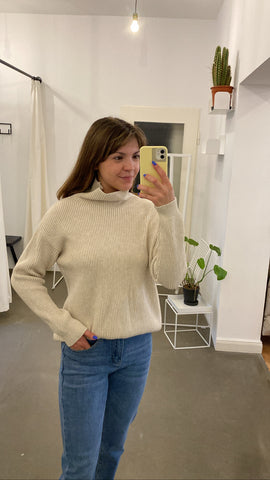 Rollkragenpullover Emma beige