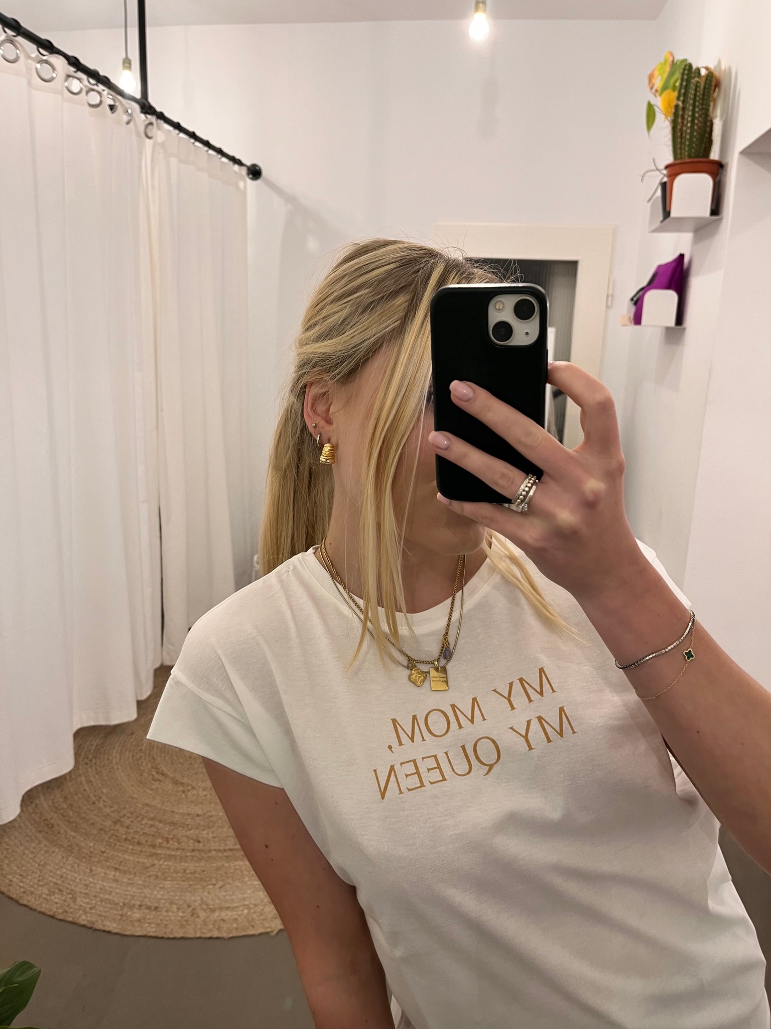 frauensache Shirt My Mom My Queen weiß gold