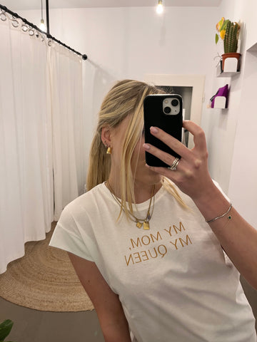 frauensache Shirt My Mom My Queen weiß gold