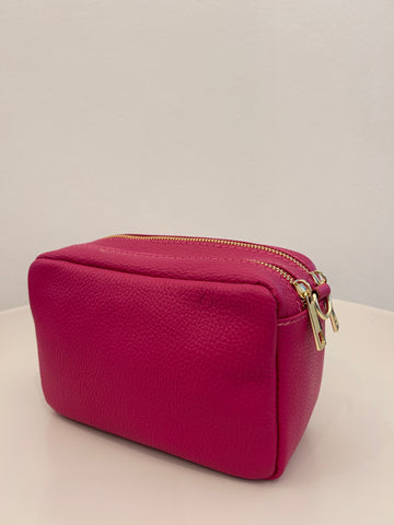 Ledertasche Karo pink