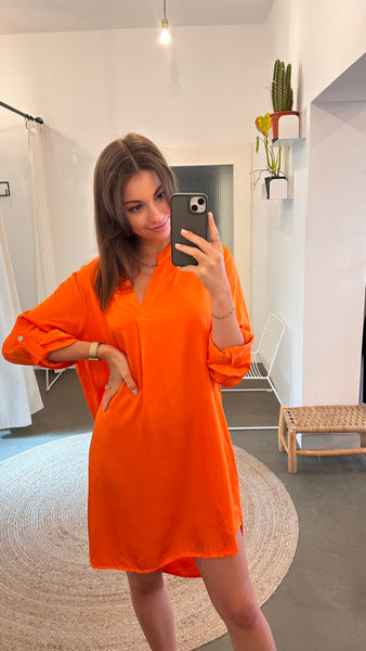 frauensache Kleid Satin orange