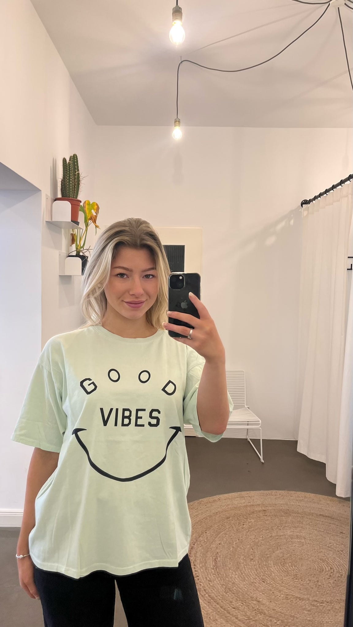 frauensache T Shirt GOOD VIBES SMILE  mint